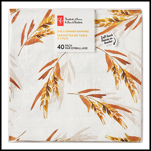 President's Choice Tan Leaf Dinner Napkins 40pk