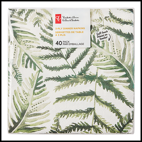 PC Light Green Leaf Dinner Napkins 40pk