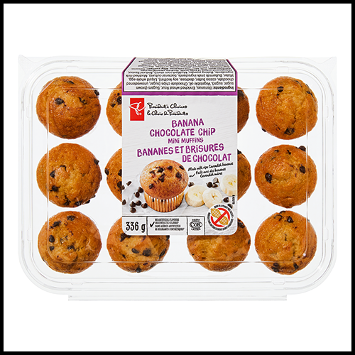 Presidents Choice Mini Muffins Banana Chocolate Chip 12pk