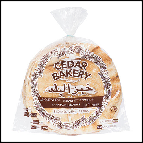 Cedar Bakery Pita Bread Lebanese-Style Whole Wheat 5pk