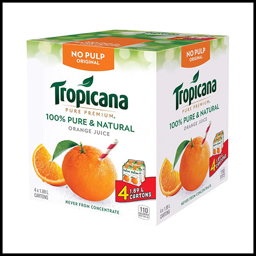 (COSTCO BULK) Tropicana Pure Premium Orange Juice 4x1.89L