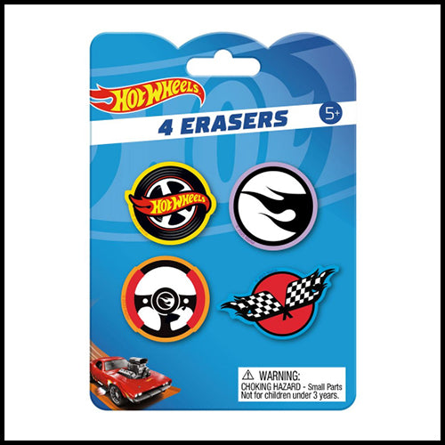 4pk Erasers - Hot Wheels