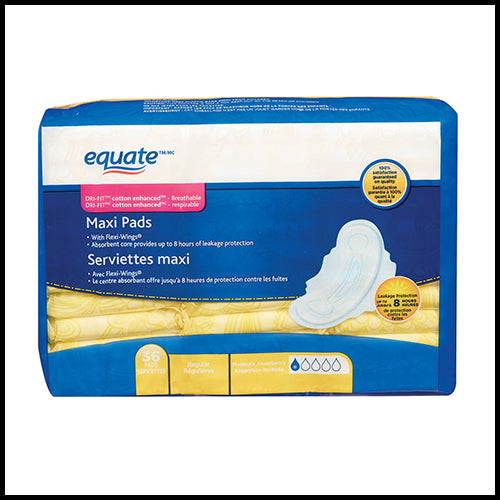 Equate Regular Maxi Pads with Flexi-Wings 36pk