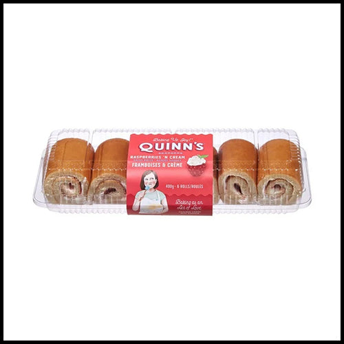 Quinn's Swiss Rolls Raspberries N Cream 6pk