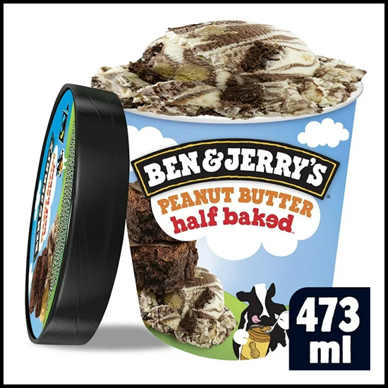 Ben & Jerry's Peanut Butter Half Baked Ice Cream, 473ml