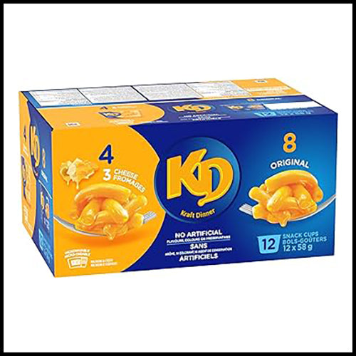 (COSTCO BULK) KD Mac & Cheese Snack Cups Variety Pac 12x58g