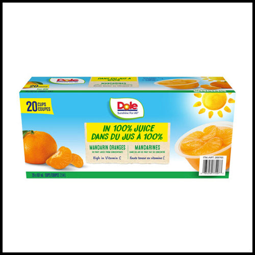 (COSTCO BULK) Dole Mandarin Orange Cups 20x107ml