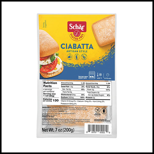 Schar Gluten Free Ciabatta Bread White 200g