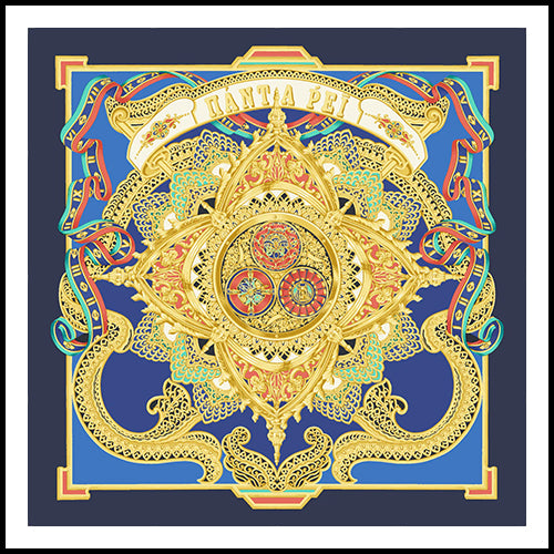 Carlos Ferdinand Heraclitus  Medallion Navy Headscarf 90cm