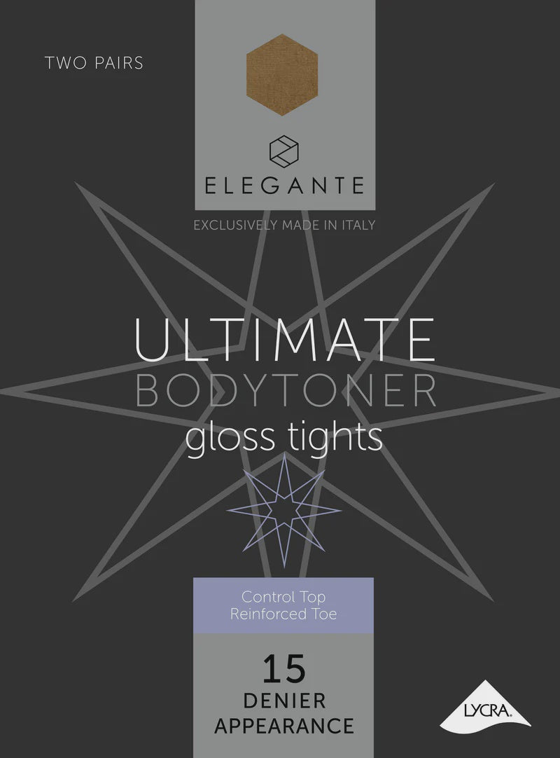 Elegante Ultimate Bodytoner Gloss 15D Tivoli Nylons Size Med- 2 pair  $21.99