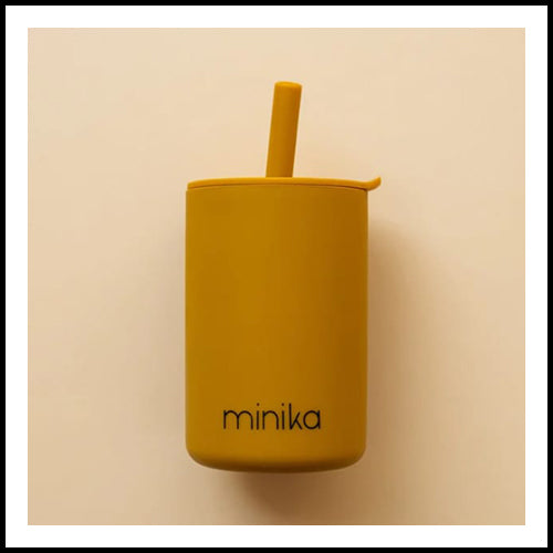 MINIKA Straw Sippy with Lid - Ocre