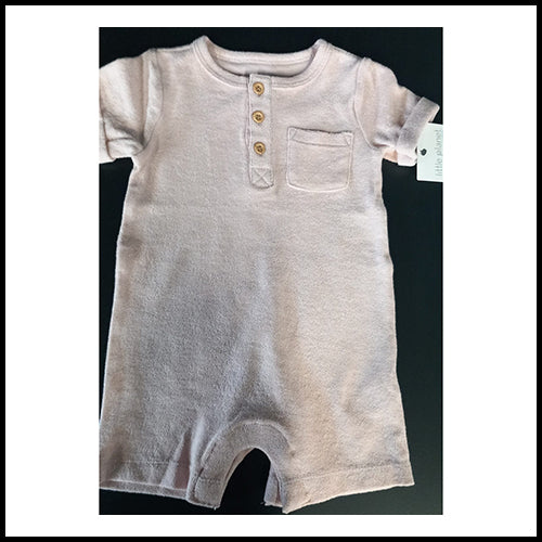 Baby Terry Cloth Shortall - Dusty Rose - 12mth