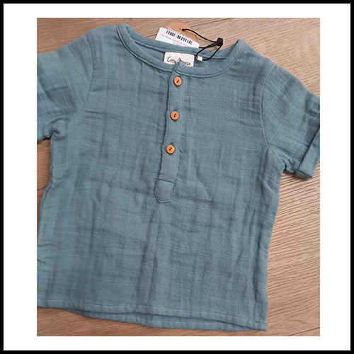 City Mouse Muslin Short Sleeve Top - Teal - 2Y