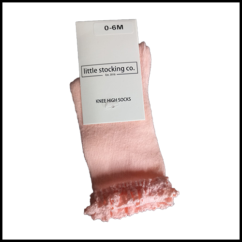 Lace Top Sock - Peach - 0-6mths