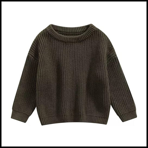 Kids Oversized Sweater - Army Green