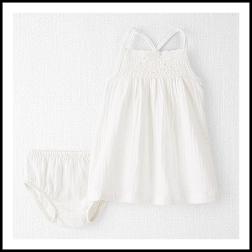 Organic Cotton White Gauze Dress - 18mths