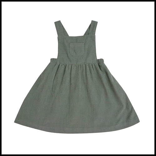 Kids Corduroy Pinafore Dress - Green - 3T