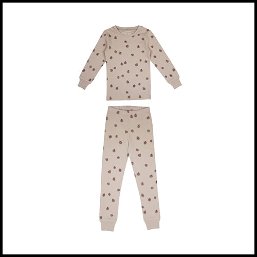 2pc Kids Pinecone Print PJ'S  - Oatmeal - 2T