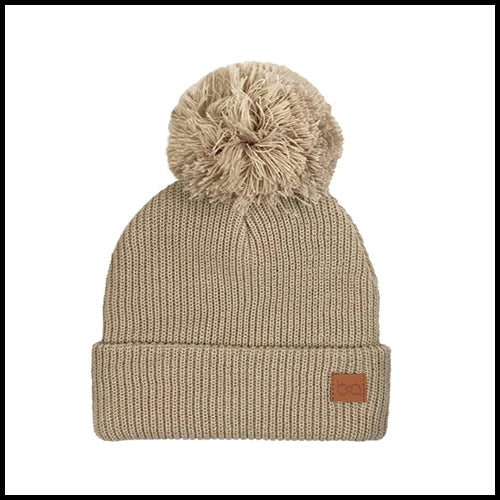 Kids PomPom Toque - Beige - 0-6mths