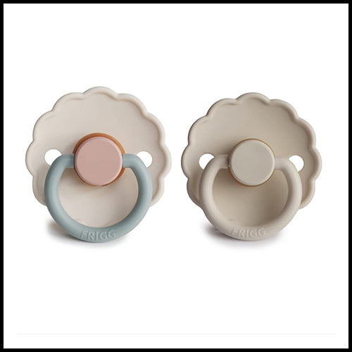 FRIGG Daisy Rubber Pacifier 2pk - Cotton Candy/ Sandstone - 0-6mths