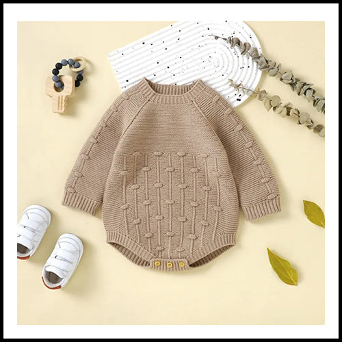 Baby Knit Romper - Beige - 6-9mths