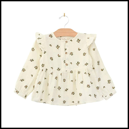 City Mouse Muslin Tunic - Olive - 3Y