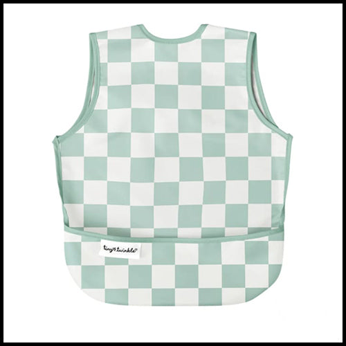 Tiny Twinkle  Apron Bib - Sage Checkers