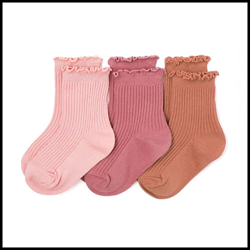 Little Stocking Co Midi Lettuce Trim Socks 3 Pack - Sedona