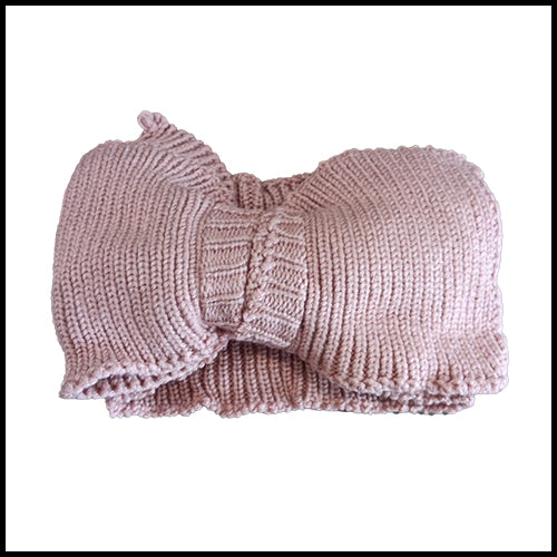 Oversized Knitt Bow Band - Pink