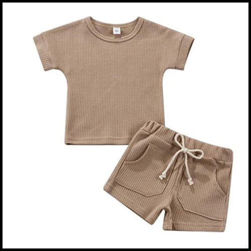 Short and Tee 2pcs Set  Beige  6mths