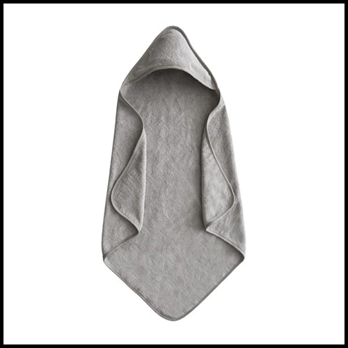 Mushie Baby Hooded Towel  -Grey