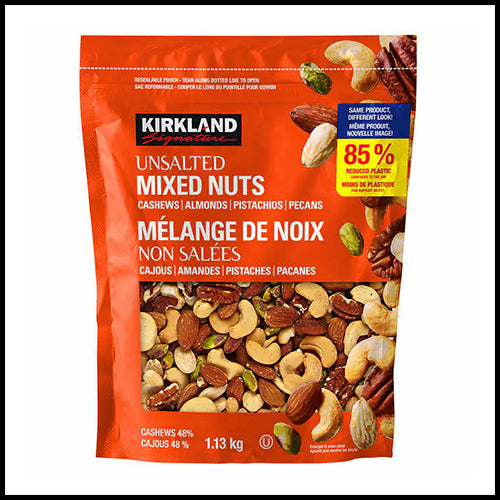 Kirkland Unsalted Mixed Nuts 1.13kg refill pack