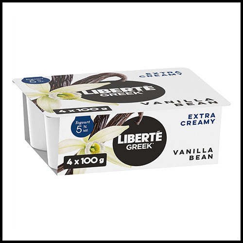 Liberte Extra Creamy Vanilla Bean 5% Greek Yogurt 4 x 100g