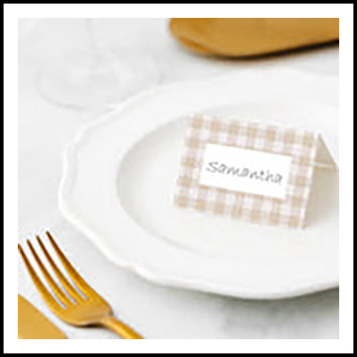 Manor Road Linen Gingham Natural Place Cards 45Pk