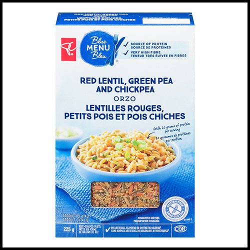 President's Choice Blue Menu Red Lentil Green Pea And Chickpea Orzo 225g