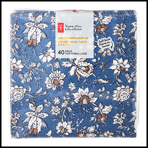 President's Choice Navy Fall Floral Dinner Napkins 40pk