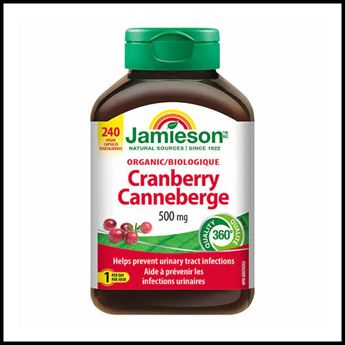 (COSTCO BULK) Jamieson Organic Cranberry Vegan Capsules 500mg, 240 Tablets