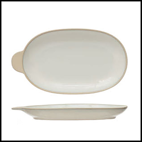 Stoneware Platter w/ Handle