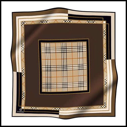 Vissona Plaid Brown 90cm Scarf