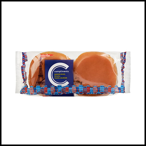 Compliments Brioche 4 Pack Burger Buns 200 g