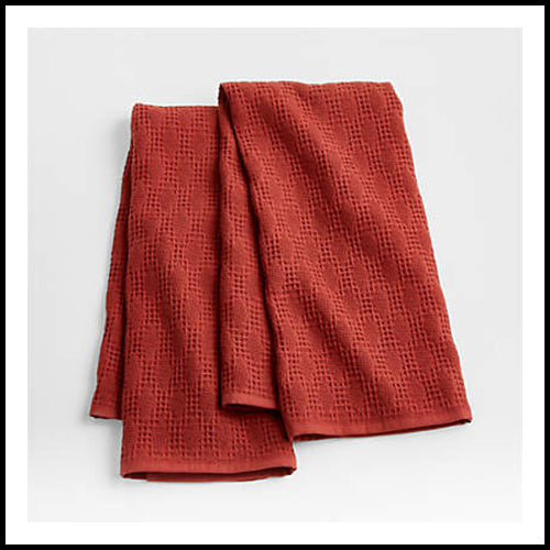 Crate & Barrell Rust Pique Diamond Dish Towel