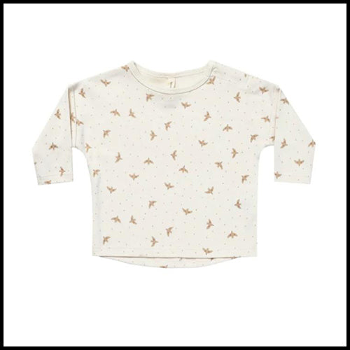 Quincy Mae Long Sleeve Top - Dove - 6-12mths