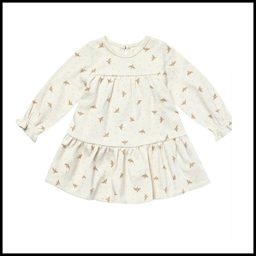 Quincy Mae Tiered Jersey Dress - Doves - 2-3Y