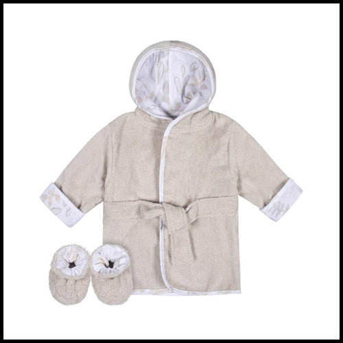 Just Born Bath Robe & Bootie Set - Natural Leaves  (Morris)