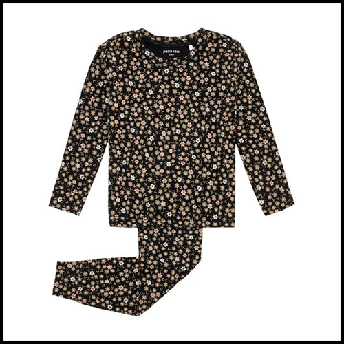 Petit Lem Black Floral Pajamas 10years