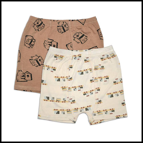 Boys Bamboo Underwear Shorts 2pk Bear/ Train