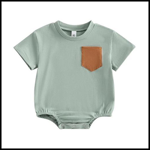 Colour Block Romper - Blue - 12mths