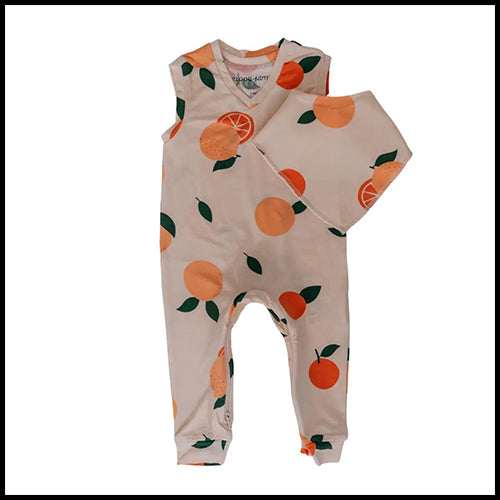 Peelin Happy  Bamboo  Footless romper withmatching Bib  12-18mths