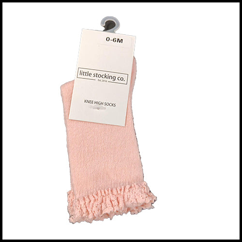 Little Stocking Co Knee High Lace Top Socks - Pale Peach