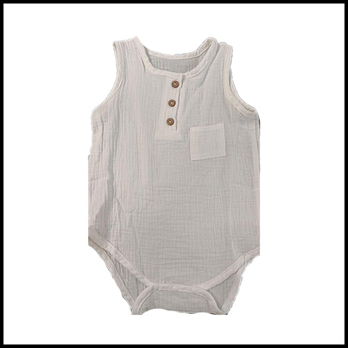 Muslin Bubble Romper White  - 12-18mths